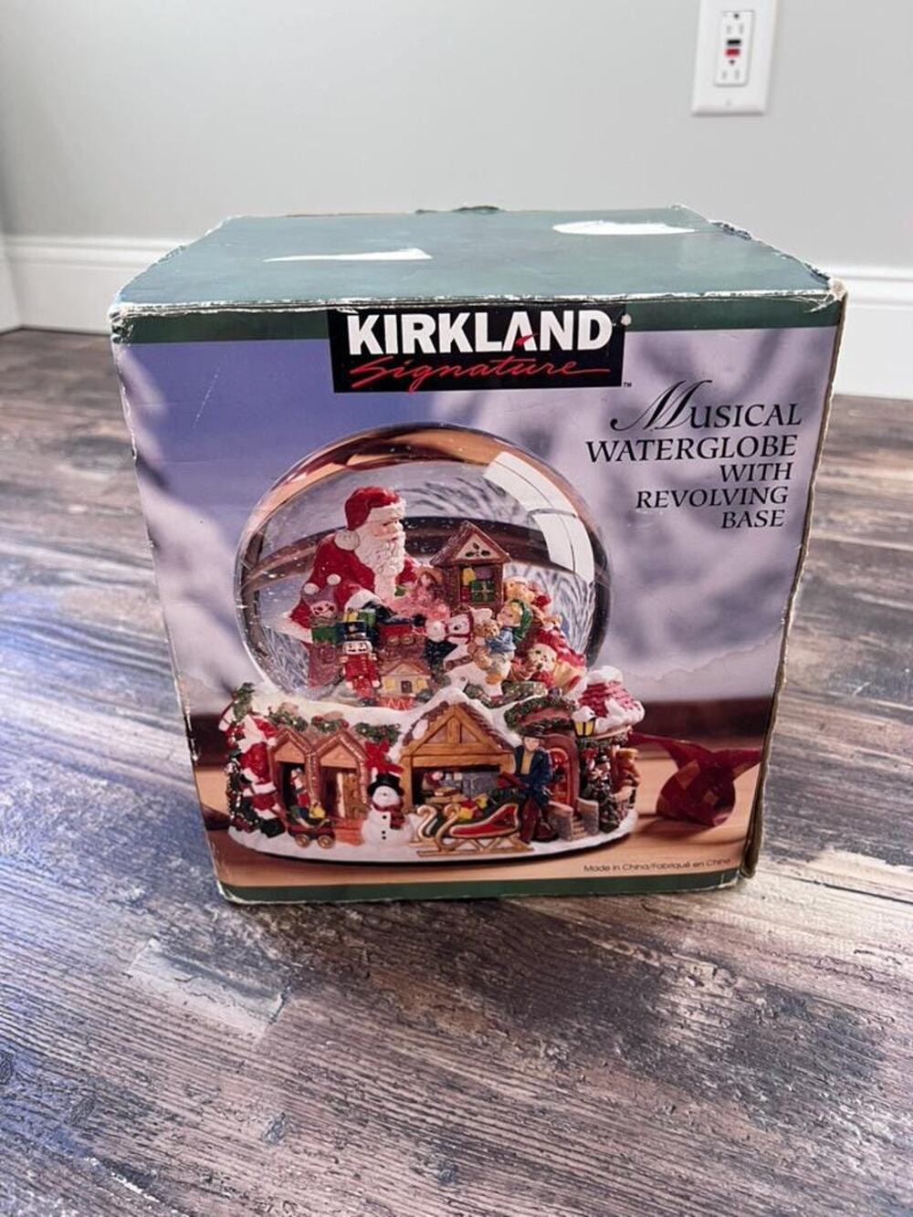 Vintage Kirkland Signature Santa’s Workshop Musical Snow Globe, Christmas Globe